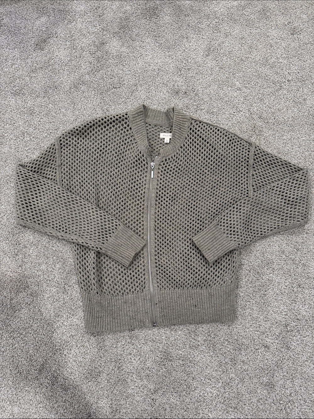 Pilcro Men's Open-Knit Zip Cardigan in Gray
